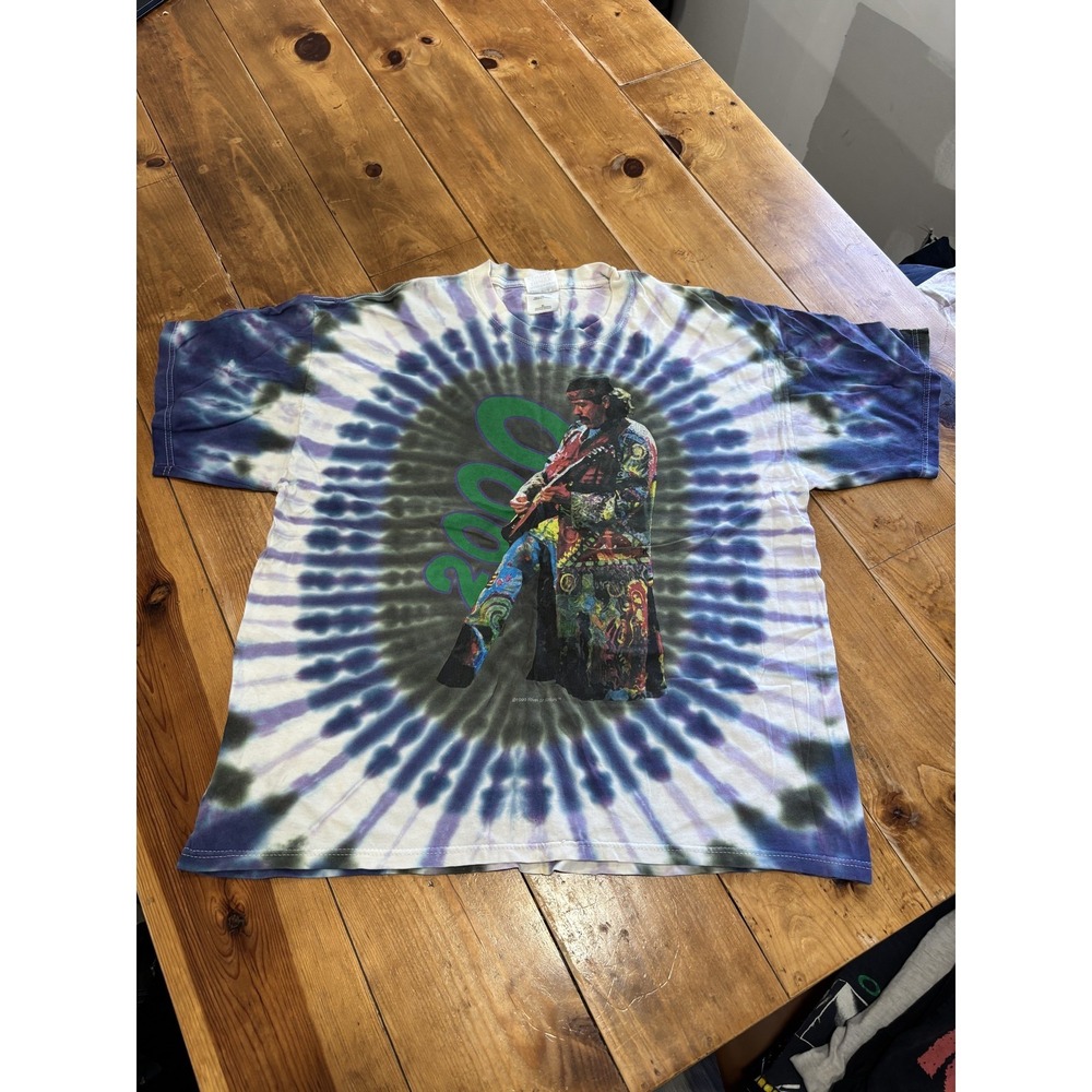 Vintage 1999 Santana Carlos Tie-Dye T-Shirt Gildan XL Each Living Cell Quote